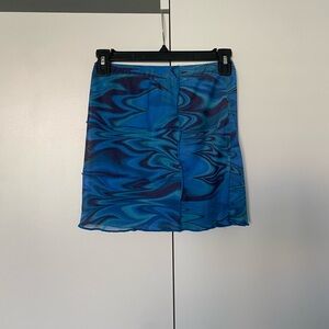 Forever 21 Blue Wave Print Mini Skirt